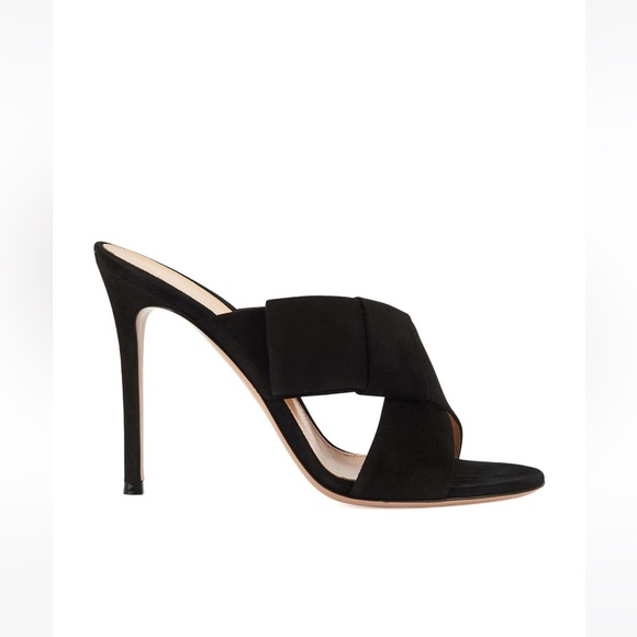 Gianvito Rossi Milano Black Suede Ribbon Slip On Heels - Picture 3 of 14